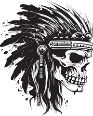 Warrior Skull Chief Minimal Vector Symbol Tribal Warrior Skull Stylish Icon Design