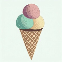 Sweet ice cream. Summer refreshment frozen icecream. Milk dessert favor cool product. Cartoon illustration for print.