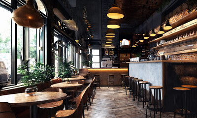 interior design of Cafe restaurant 