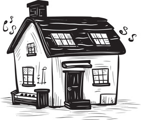 Miniature House Logo Playful Village Artwork Tiny Village Illustrations Iconic Graphic Concepts