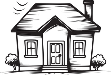 Miniature Village Cottage Cute Graphic Icons Tiny Cartoon House Designs Iconic Village Art