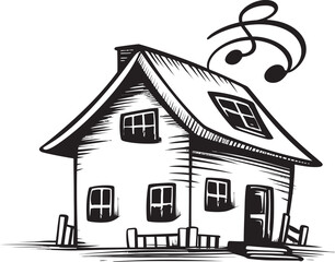 Small Cartoon Village Icons Miniature Logo Artwork Tiny Village Cottage Scene Iconic Iconic Designs