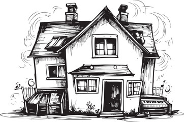 Tiny Village Homes Cartoon Logo Concepts Miniature Cartoon Village Scene Icon Designs