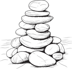 Geometric Pebble Tower Abstract Logo Artwork Natural Rock Cairn Design Creative Icon Concepts