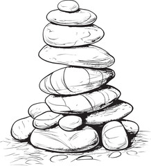 River Rock Cairn Symbolic Logo Art Stacked Pebble Sculpture Organic Icon Design