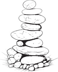 Pebble Tower Logo Abstract Design Art Stone Cairn Icon Minimalistic Graphic Logo