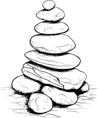 Minimal Logo Design Featuring Pebble Tower Abstract Graphic Inspiration Graphic Art of Stacked Pebbles Natural Iconic Creation