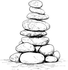 Natural Stone Pile Icon Creative Logo Creation Geometric Pebble Sculpture Tranquil Icon Form