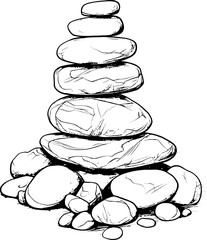 Contemporary Pebble Stack Design Natural Iconic Expression Minimal Logo with Zen Garden Pebbles Abstract Graphic Conception