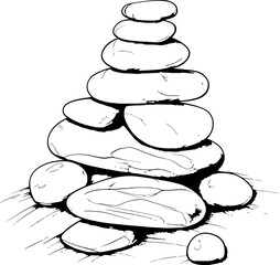 Natural Stone Pile Logo Minimalistic Graphic Conception Abstract Zen Garden Stack Geometric Iconic Integration