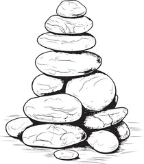 Stacked River Stones Abstract Logo Artwork Stone Cairn Symbol Contemporary Icon Concept