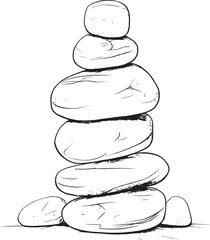 River Rock Cairn Artistic Icon Concept Pebble Tower Illustration Tranquil Logo Design