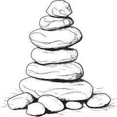 Balancing Stone Pile Abstract Graphic Art Smooth Pebble Stack Natural Icon Design