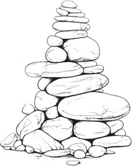 Stone Cairn Icon Minimalistic Logo Concept Balanced Rock Pile Creative Graphic Design