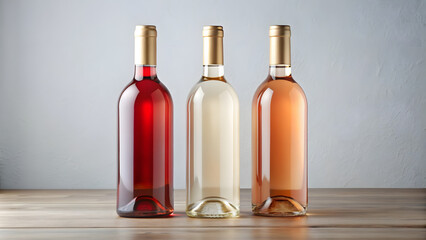 Mockup of three bottles of wine on gray