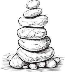 Zen Pebble Stack Minimalist Logo Design Concepts Balanced Stone Pile Icon Graphic Art Inspiration