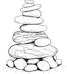 Sleek Pebble Stack Contemporary Logo Designs Organic Stone Structure Unique Iconic Art