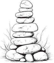 Natural Pebble Tower Serene Logo Graphics Abstract Stone Pile Symbolic Icon Concepts