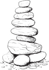 Abstract Stone Pile Symbolic Icon Concepts Minimalist Pebble Art Creative Logo Ideas