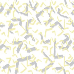 Seamless abstract textured pattern. Yellow, grey, white. Stains, lines. Digital brush strokes. Design for textile fabrics, wrapping paper, background, wallpaper, cover.