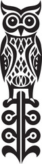 Owl Totem Pole Symbol Design Art Geometric Iconic Integration Owl Totem Pole Artistic Design Symbolic Logo Design