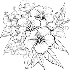 Tropical Garden Leaf and Blossom Iconic Logo Formulation Hawaiian Hibiscus and Palm Icon Tropical Art Concept