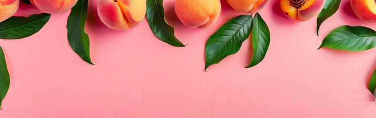 Summer Freshness with Vibrant Peaches and Leaves