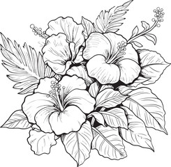 Orchid and Palm Leaf Artwork Symbolic Icon Design Tropical Leafy Vector Creative Logo Vision