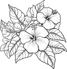 Jungle Floral Symbol Minimalist Iconic Imagery Colorful Hibiscus Design Sleek Graphic Evolution