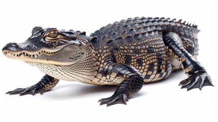 Naklejka premium Isolated crocodile on transparent background - Generative AI
