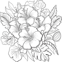 Vibrant Tropical Leaf Minimalist Iconic Imagery Hibiscus Flower and Palm Symbol Sleek Graphic Evolution