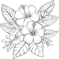 Exotic Botanical Leaf and Flower Icon Iconic Design Vision Tropical Floral Composition Artistic Logo Representation