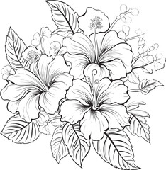 Hibiscus Flower Vector Art Serene Graphic Identity Leafy Tropical Oasis Symbolic Icon Design