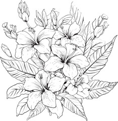 Colorful Rainforest Floral Design Modern Logo Symbol Hawaiian Hibiscus and Fern Icon Tropical Symbolism