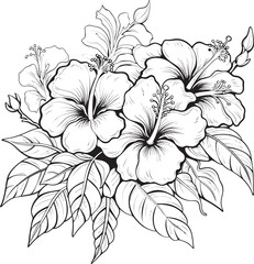 Exotic Plant and Hibiscus Flower Icon Artistic Graphic Creation Tropical Floral Fusion Modern Iconic Design