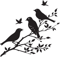 birds on a branch silhouette