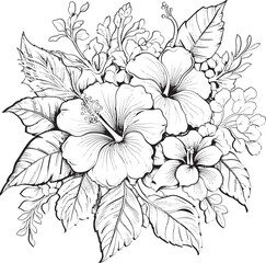 Caribbean Floral and Leaf Icon Exotic Graphic Style Tropical Island Blossom Design Artistic Logo Expression