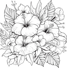 Tropical Leafy Greenery Sleek Graphic Evolutions Hibiscus Blossom Vector Creative Logo Visions