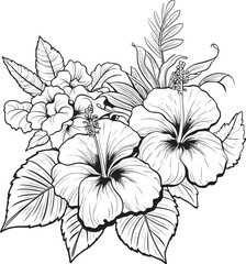 Leafy Tropical Greenery Sleek Graphic Evolution Hibiscus Blossom Vector Creative Logo Vision