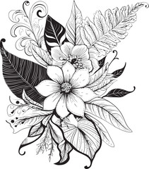 Tropical Botanical Fusion Serene Graphic Formulation Exotic Plant Symbolism Artistic Logo Design