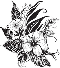 Hibiscus Bloom Symbolism Modern Logo Creation Palm Leaf Vector Design Geometric Iconic Integration