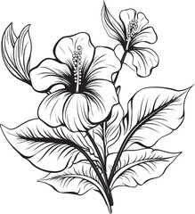 Tropical Bloom Essence Minimalist Icon Integration Hibiscus Flower Harmony Geometric Logo Composition