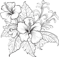 Exotic Tropical Plant and Bloom Design Vibrant Icon Creation Colorful Hawaiian Flower Icon Tropical Art Concept