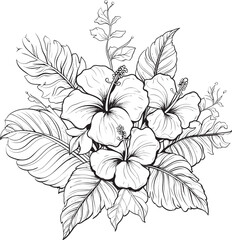 Tropical Jungle Foliage Icon Botanical Logo Expression Exotic Tropical Plant and Bloom Design Vibrant Icon Creation