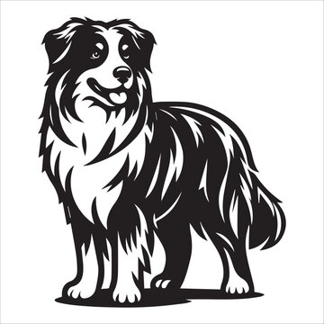 recommend clip art: Australian Shepherd dog, vector illustration, silhouette