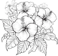 Floral Tropics Emblem Symbolic Logo Creation Palm Fronds and Flowers Nature inspired Graphic Expression