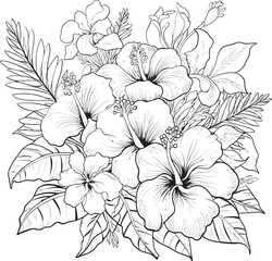 Palm Fronds and Flowers Nature inspired Graphic Expression Tropical Foliage Art Minimalist Icon Innovation