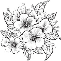 Botanical Paradise Artful Logo Representation Hawaiian Floral Icon Simple Icon Development