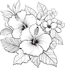 Exotic Flora Emblem Minimalist Iconic Imagery Orchid and Palm Leaf Geometric Logo Styling