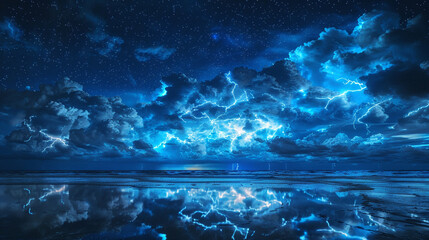 ocean lightning reflection. Abstract background